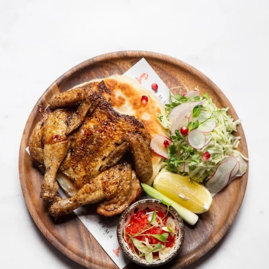 Half of Chicken Tabaka with Spring Salad